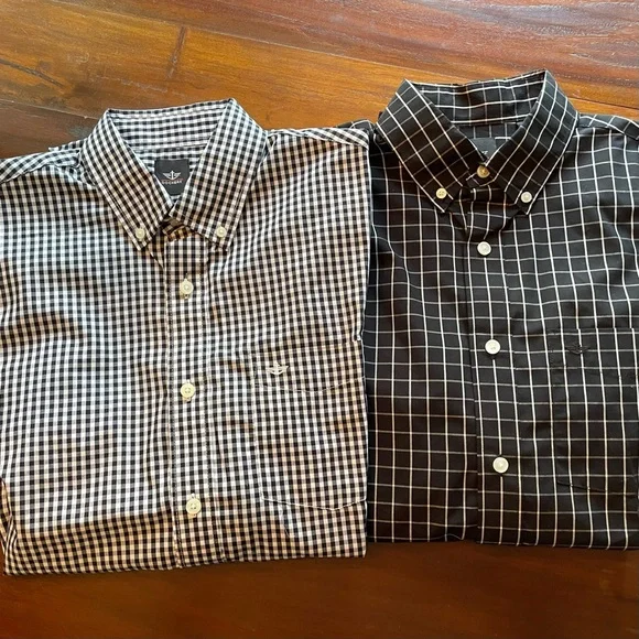 Dockers- 2 for 1: Men's Plaid Cotton Button-Down Shirts NWT Size: Small - Picture 2 of 6